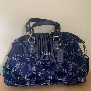 COACH Ashley Satchel blue dotted NWT